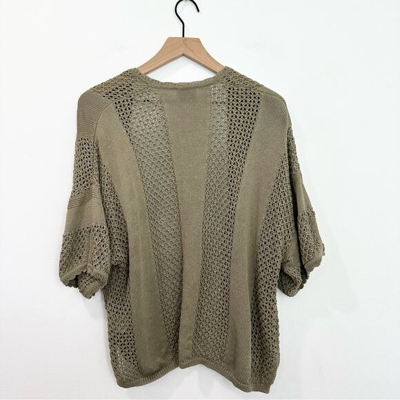 Wrap London Open Front Knit Cardigan Olive Green size 10 - Picture 2 of 6